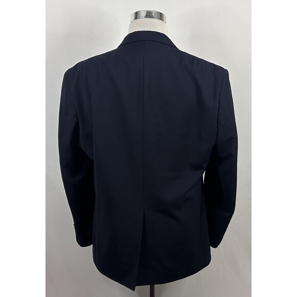 LL Bean 44R Blazer Navy Blue Gold Two Button Lined Vented Micro Polyester - Picture 5 of 7